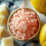 glass of pink salt recipe for weight loss with lemon and Himalayan salt