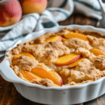 Peach cobbler with fresh peaches that delights your taste buds!