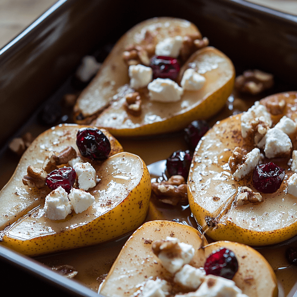Baked Pears with Feta, Honey, and Cranberries to Delight!