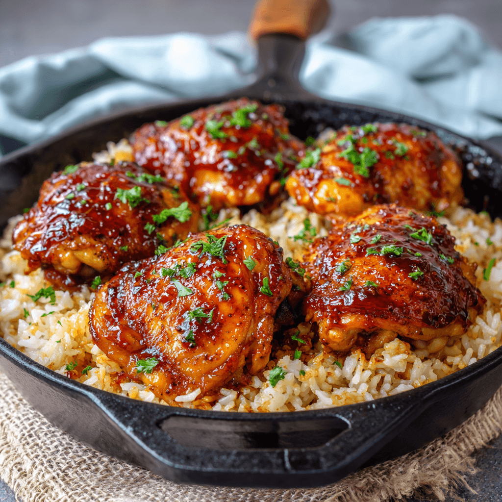Honey BBQ Chicken Recipe – One-Pan Dinner with Rice Delight!