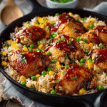Honey BBQ Chicken Recipe – One-Pan Dinner with Rice Delight!
