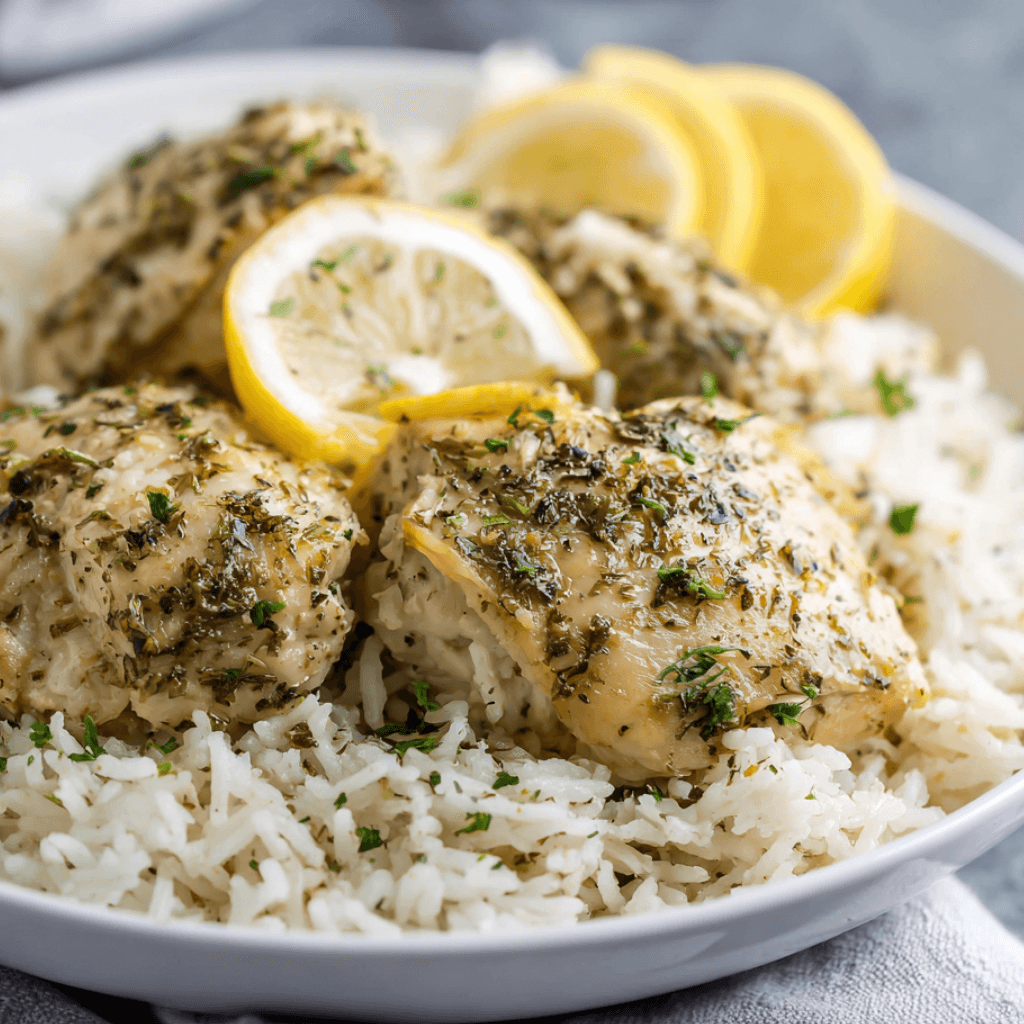 Slow Cooker Lemon Herb Chicken and Rice for Easy Dinner!