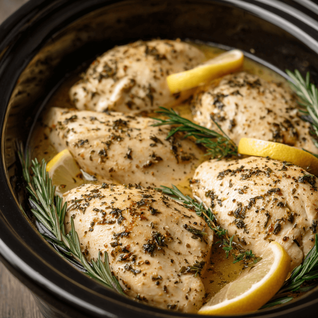 Slow Cooker Lemon Herb Chicken and Rice for Easy Dinner!