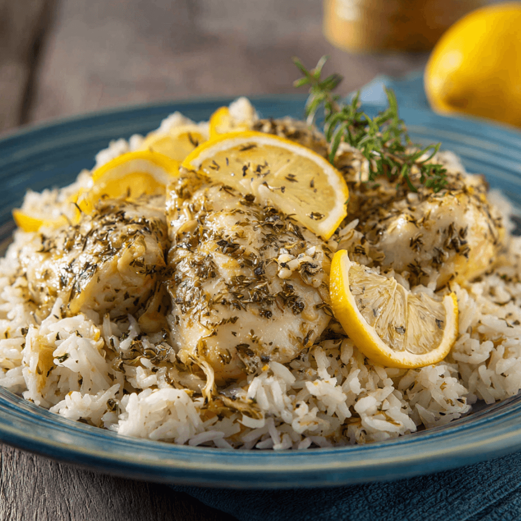 Slow Cooker Lemon Herb Chicken and Rice for Easy Dinner!