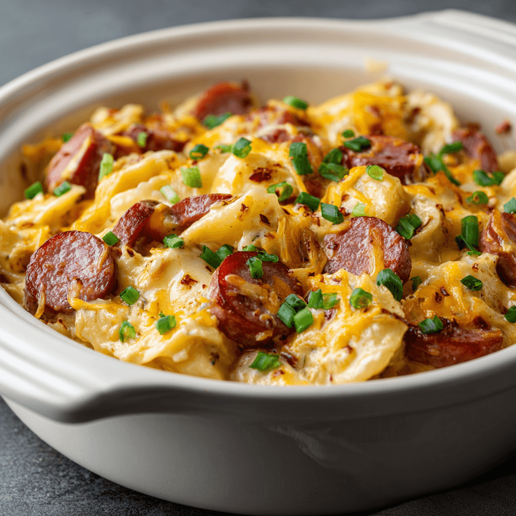 The Best Crockpot Pierogi Casserole With Kielbasa Awaits You!