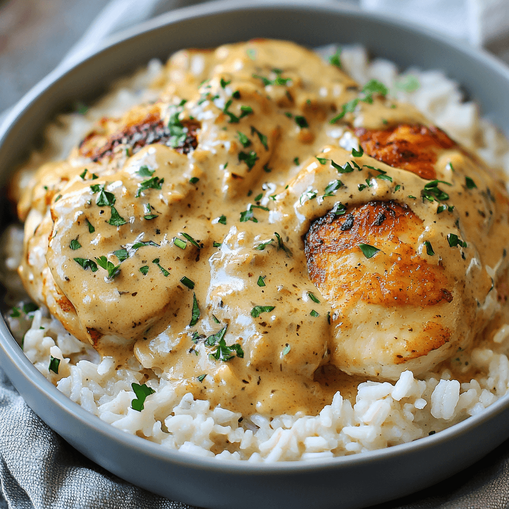The Recipe for Creamy Smothered Chicken and Rice Delights!