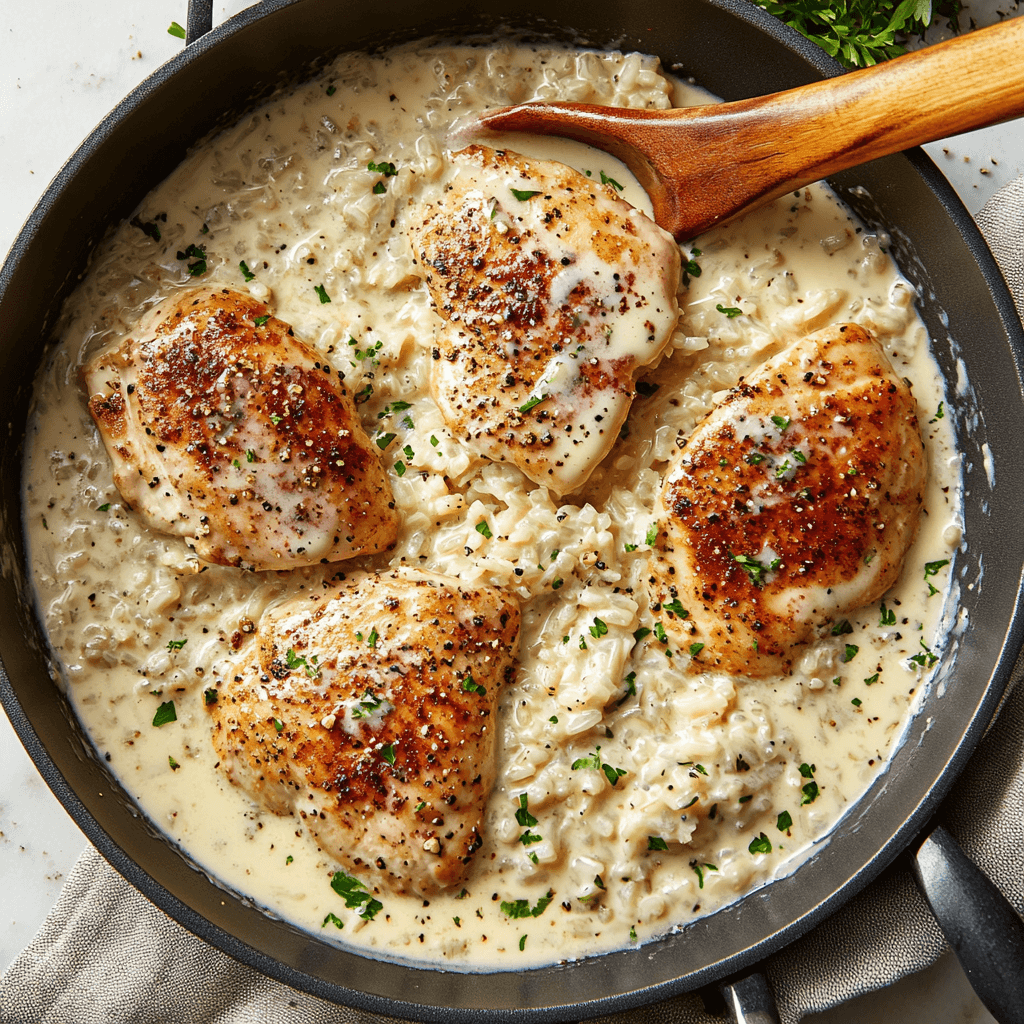 The Recipe for Creamy Smothered Chicken and Rice Delights!