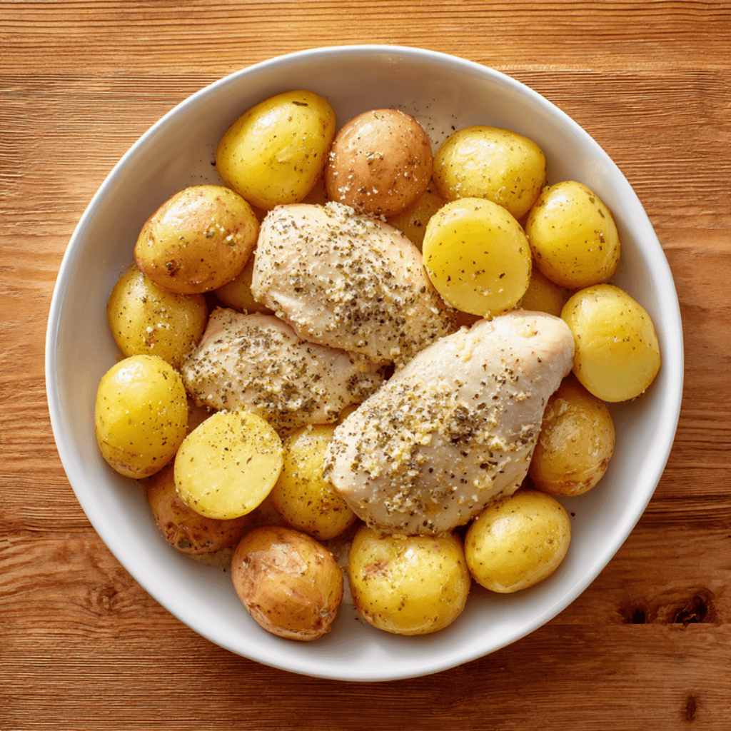 Garlic Parmesan Crockpot Chicken and Potatoes Made Easy!