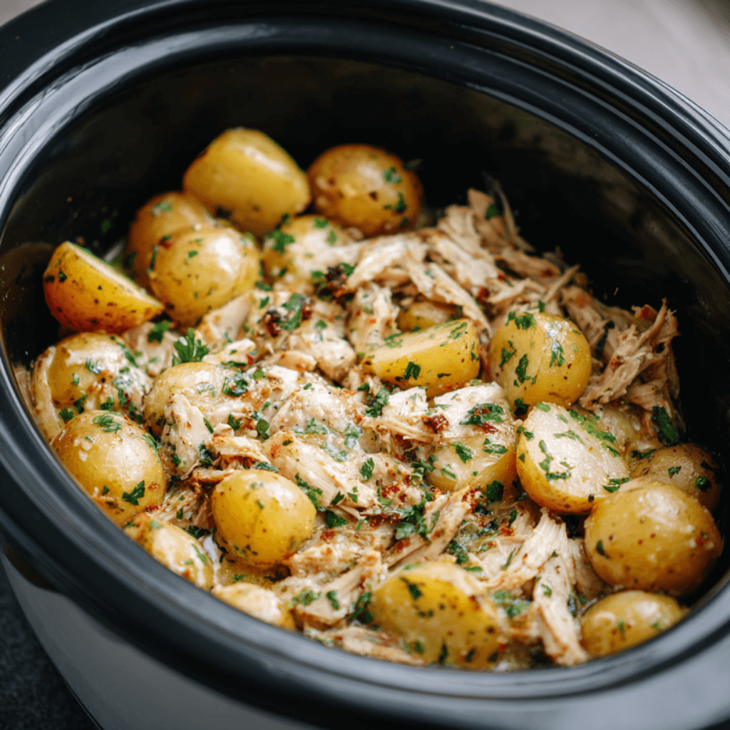 Garlic Parmesan Crockpot Chicken and Potatoes Made Easy!