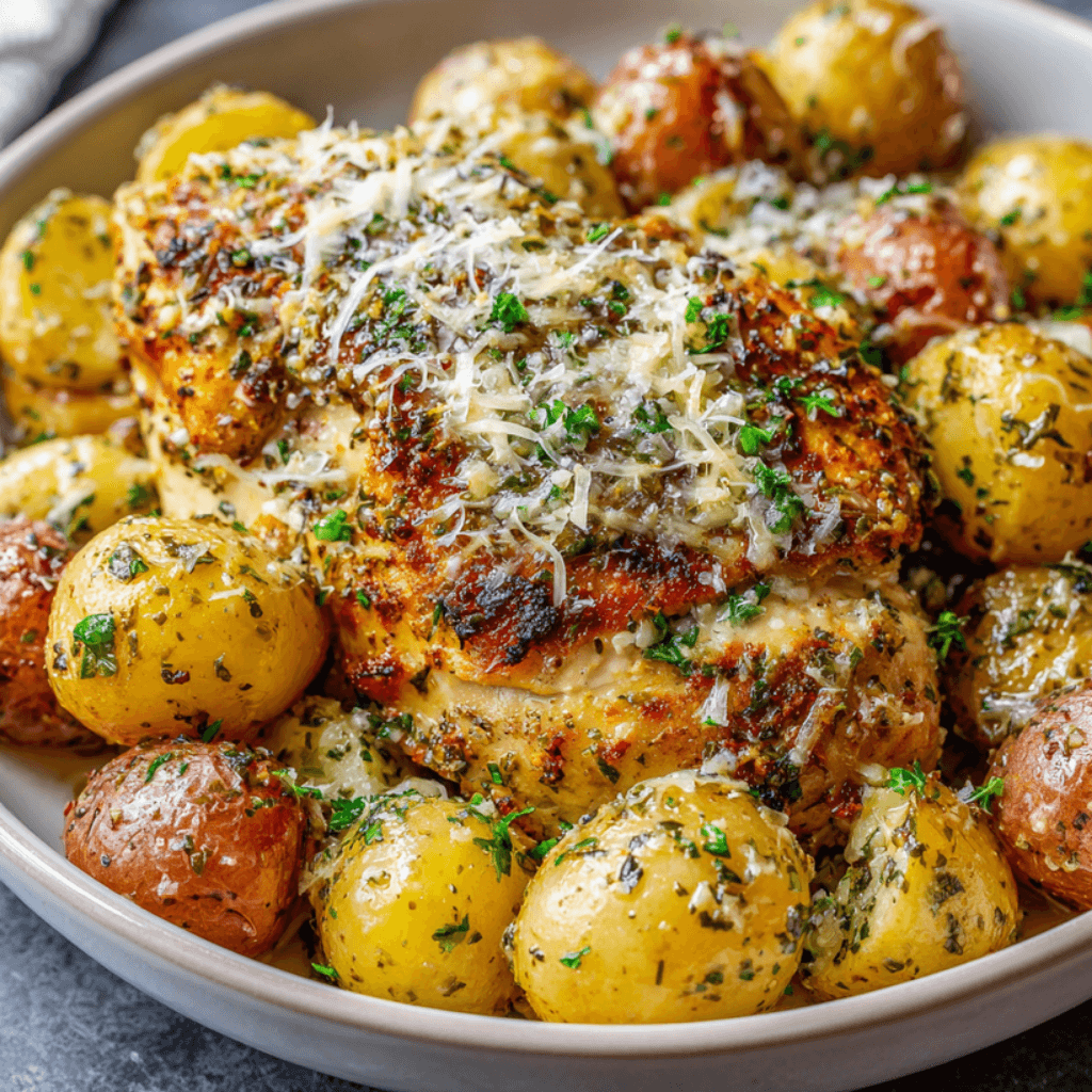 Garlic Parmesan Crockpot Chicken and Potatoes Made Easy!