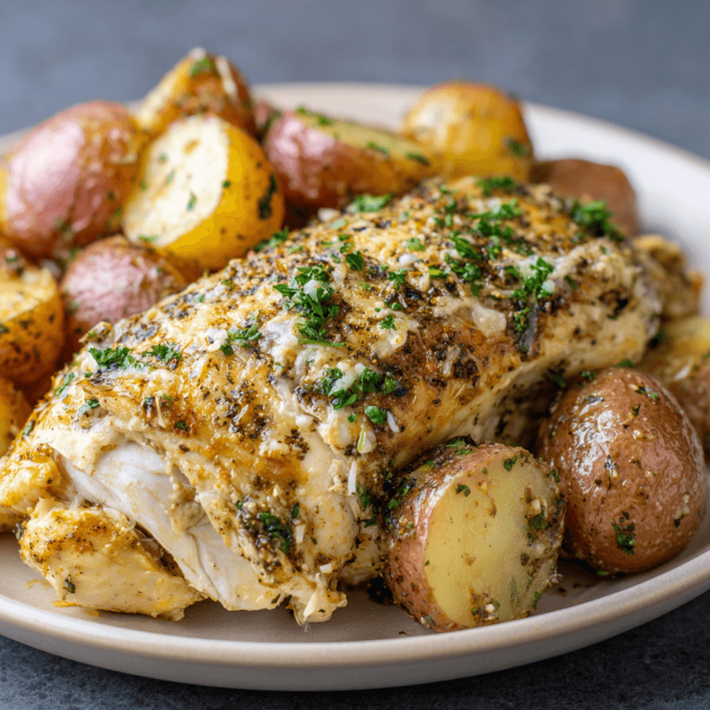 Garlic Parmesan Crockpot Chicken and Potatoes Made Easy!