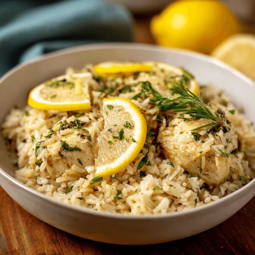 Slow Cooker Lemon Herb Chicken and Rice is Delicious!