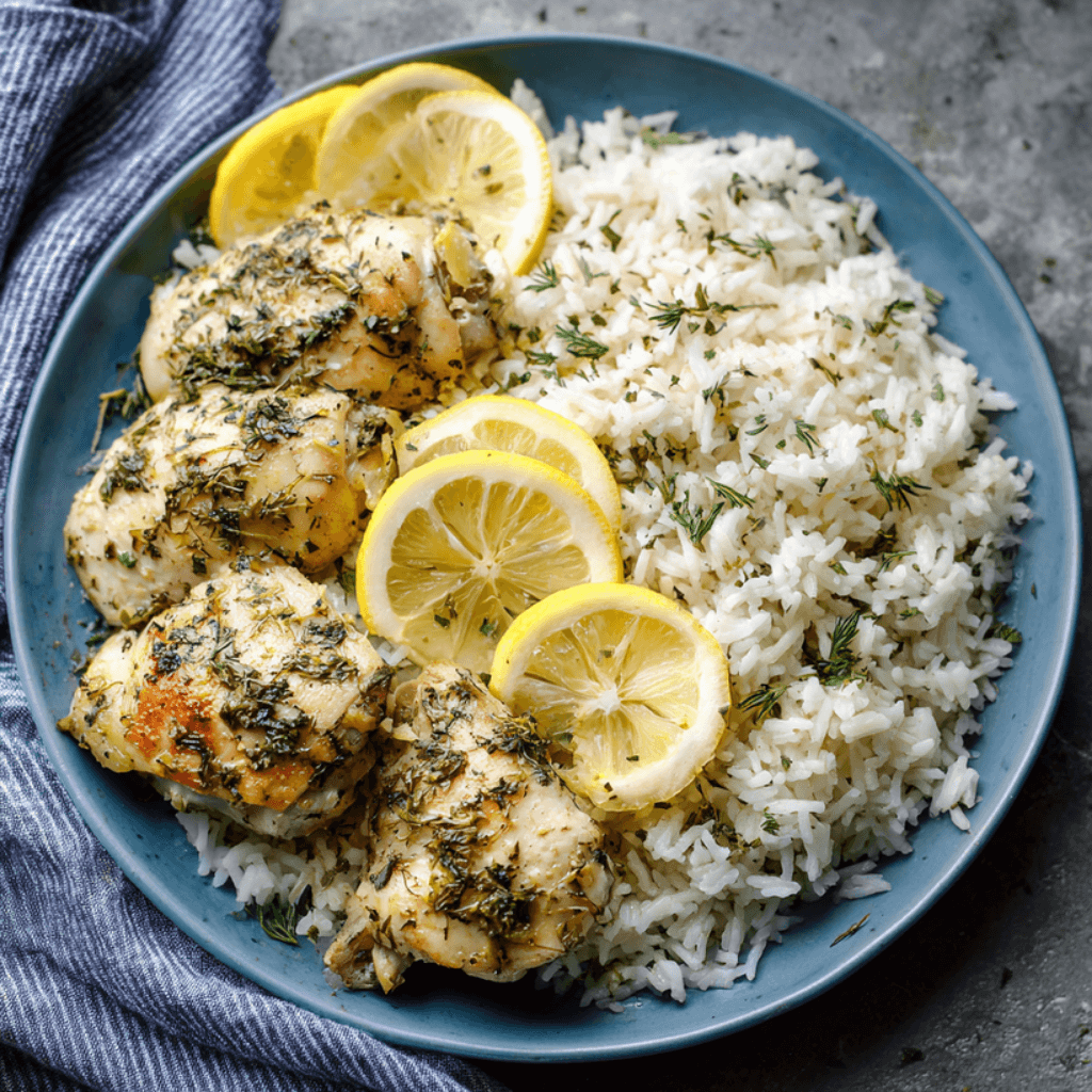 Slow Cooker Lemon Herb Chicken and Rice is Delicious!