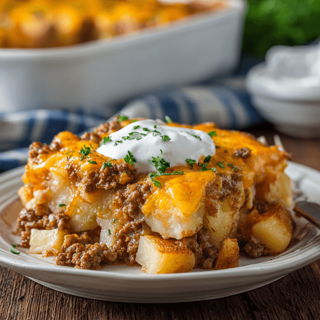 Cheesy Ground Beef & Potato Casserole: A Comforting Delight!