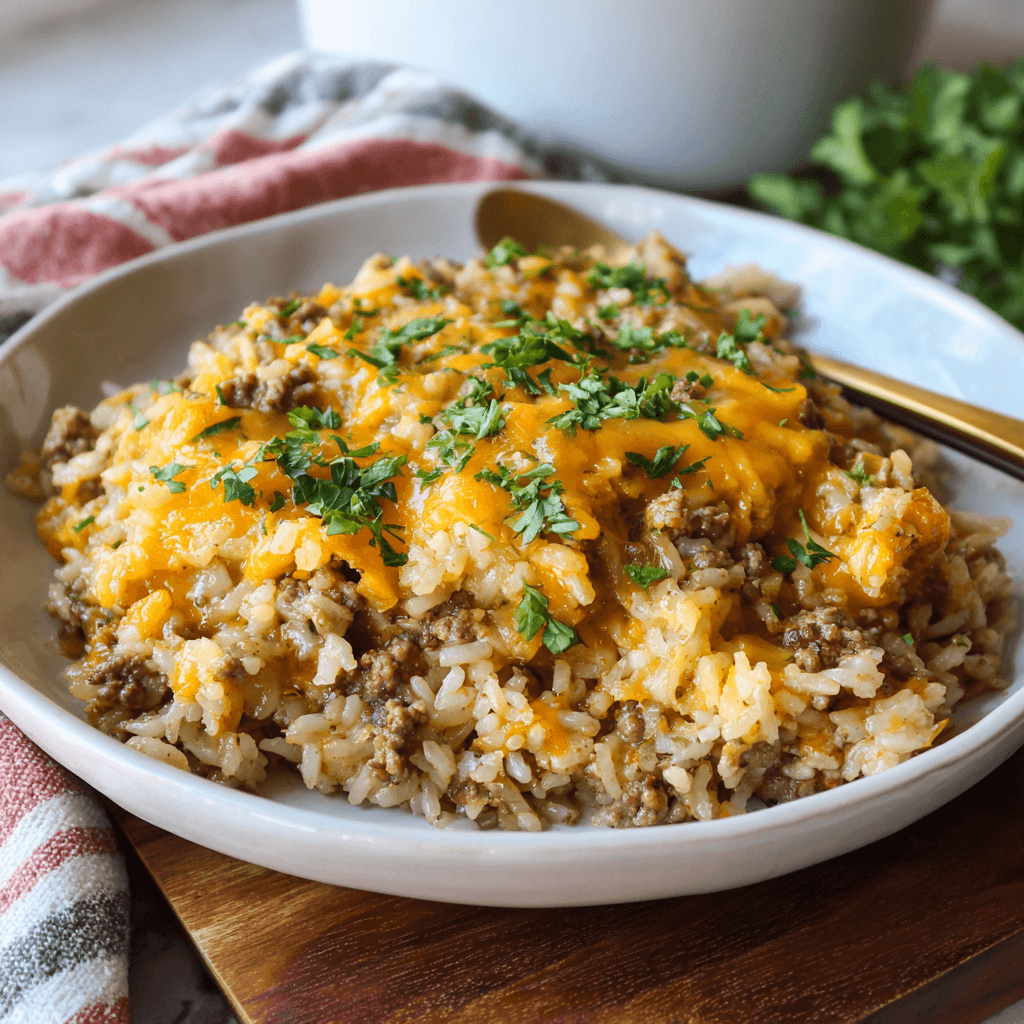Cheesy Hamburger Rice Casserole: A Delightful Dinner Idea!