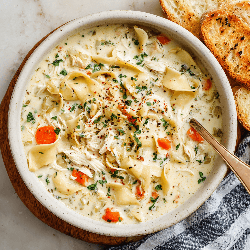 Easy Creamy Chicken Noodle Soup: Comfort in Every Spoon!