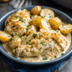 Garlic Parmesan Crockpot Chicken and Potatoes Delight!