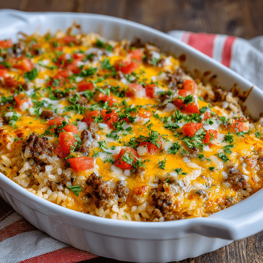 Cheesy Hamburger Rice Casserole: A Delightful Dinner Idea!
