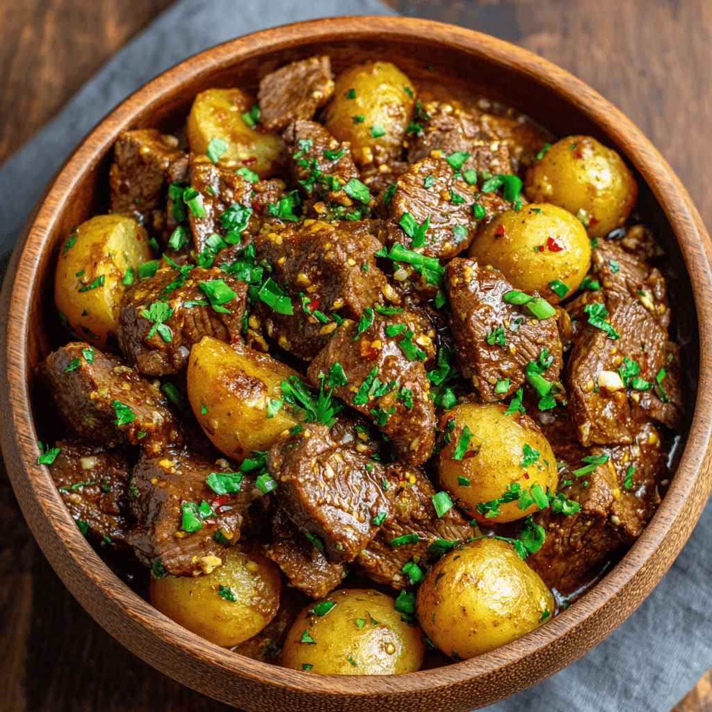 Crockpot Garlic Butter Beef Bites with Potatoes Delight!
