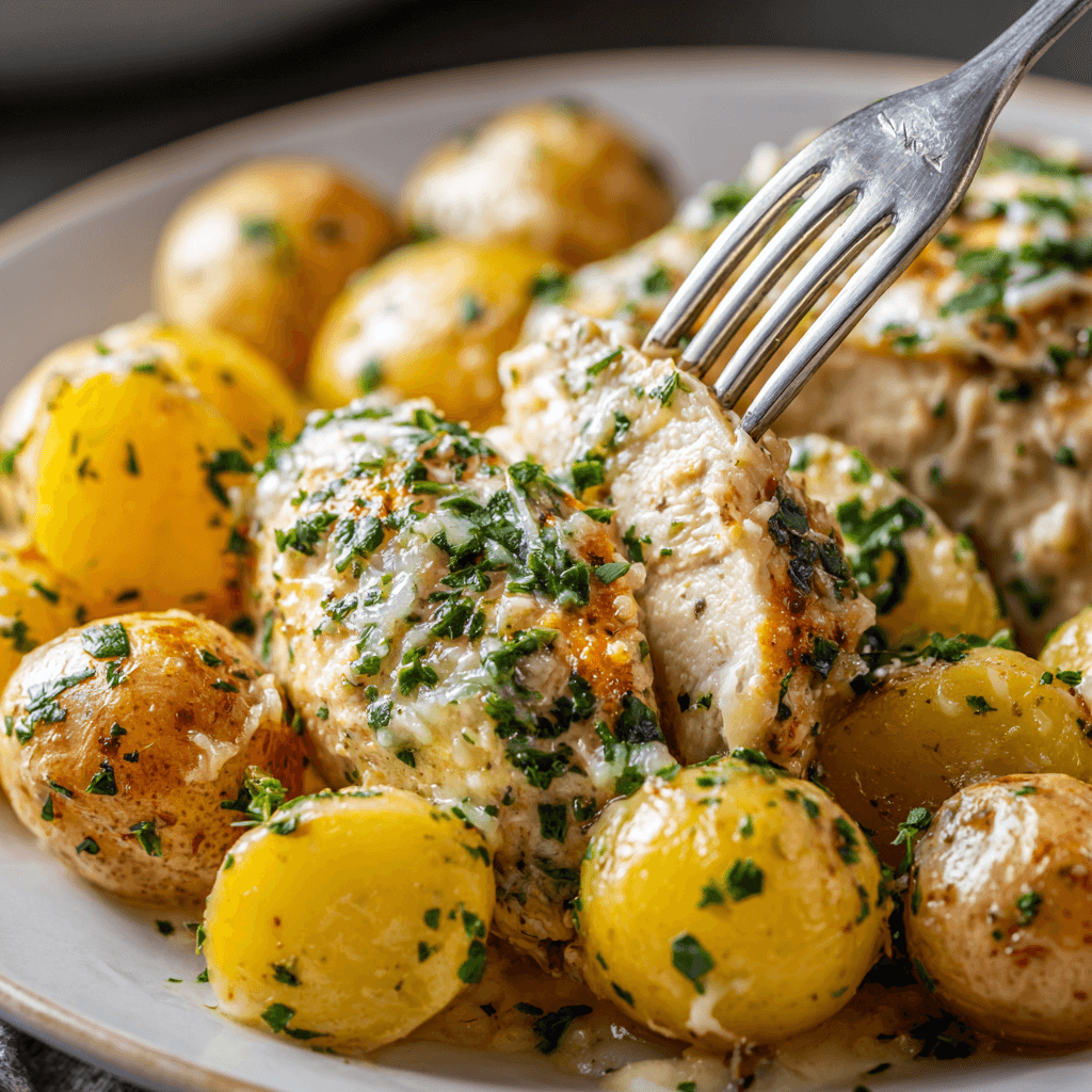 Garlic Parmesan Crockpot Chicken and Potatoes Delight!