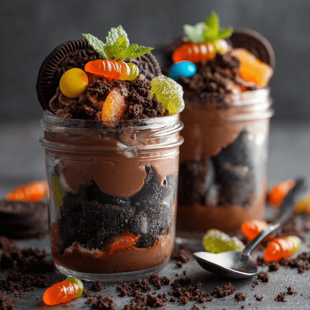 Make these fun Halloween dirt cups for a spooky treat!