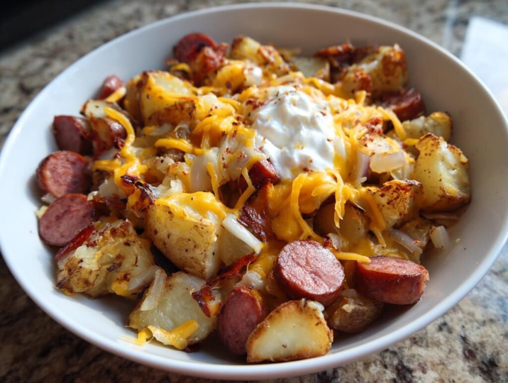 Cheesy Ranch Potatoes and Smoked Sausage