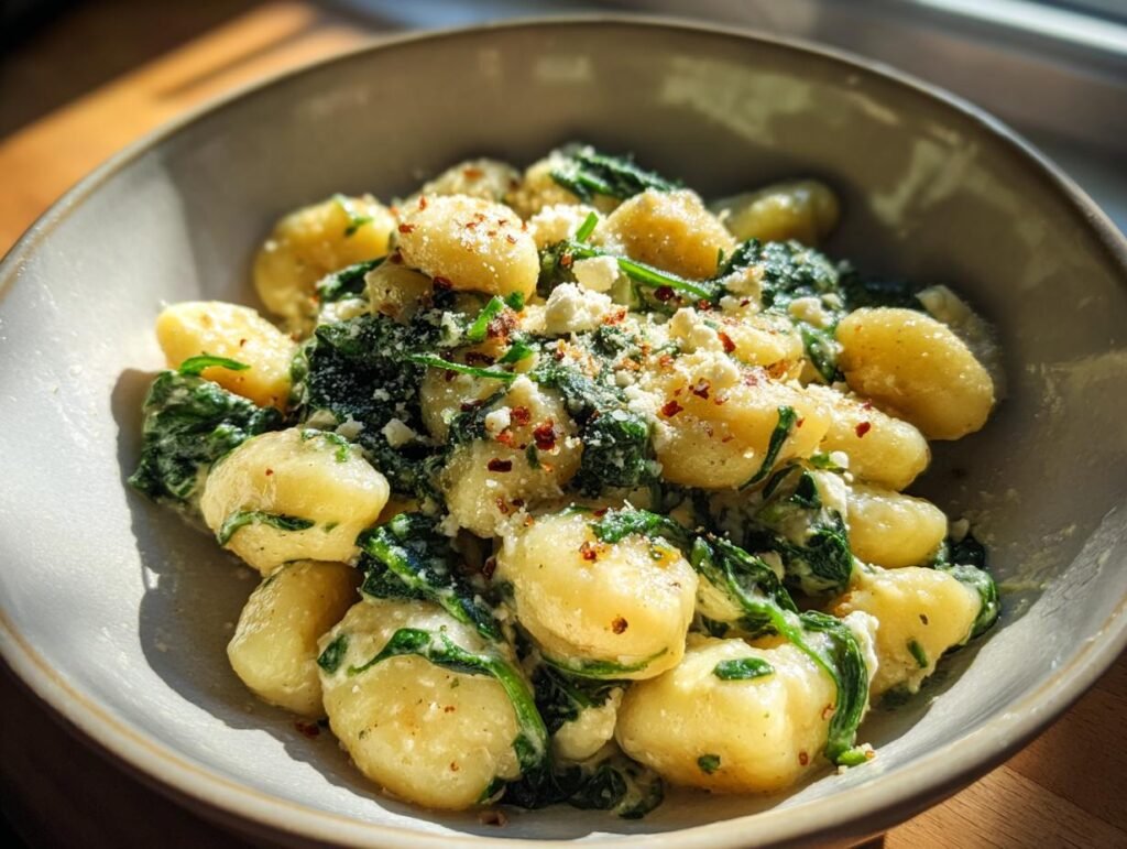 Creamy Gnocchi with Spinach and Feta