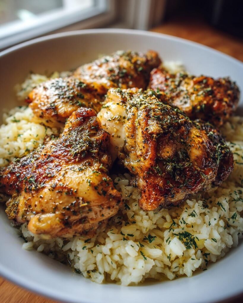 Slow Cooker Lemon Herb Chicken and Rice