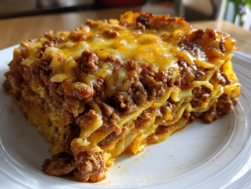 Spicy Beef Enchilada Noodle Casserole