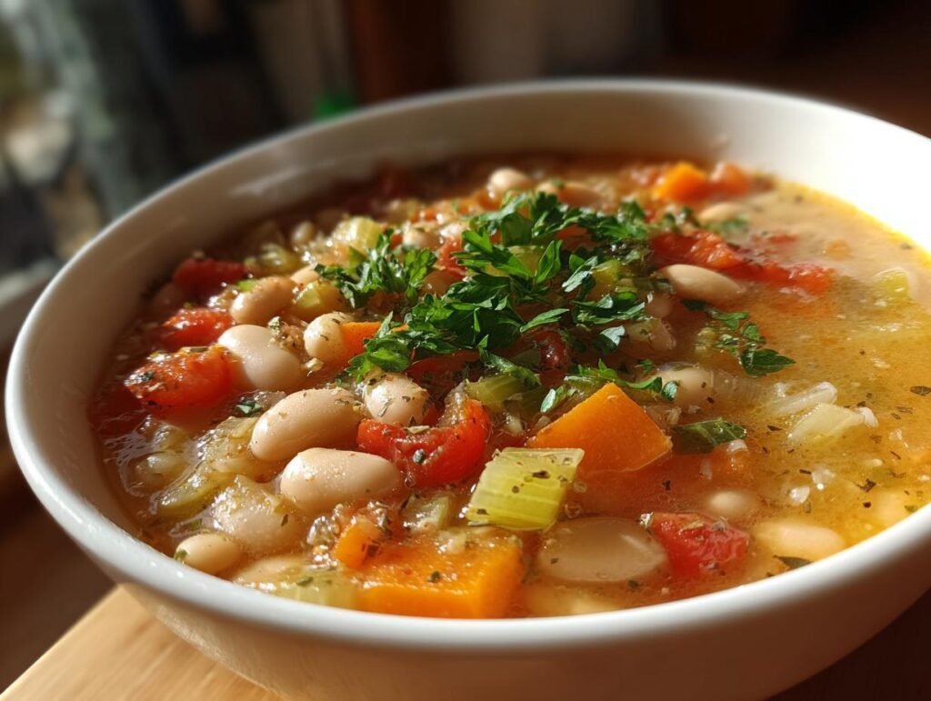 Tuscan White Bean Soup is a hearty dish