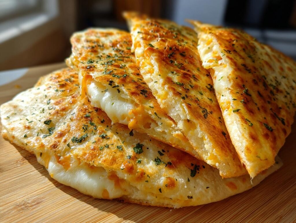 Air Fryer Cheesy Tortilla Garlic Bread