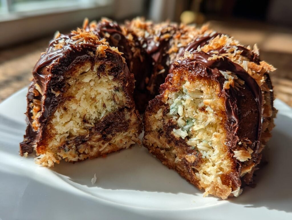 Decadent Chocolate Macaroon Tunnel Bundt Cake