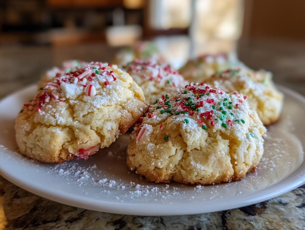 Holiday Gooey Butter Cookies with Peppermint