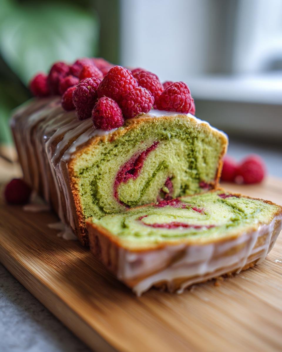 Matcha Raspberry Swirl Pound Cake - detail 2