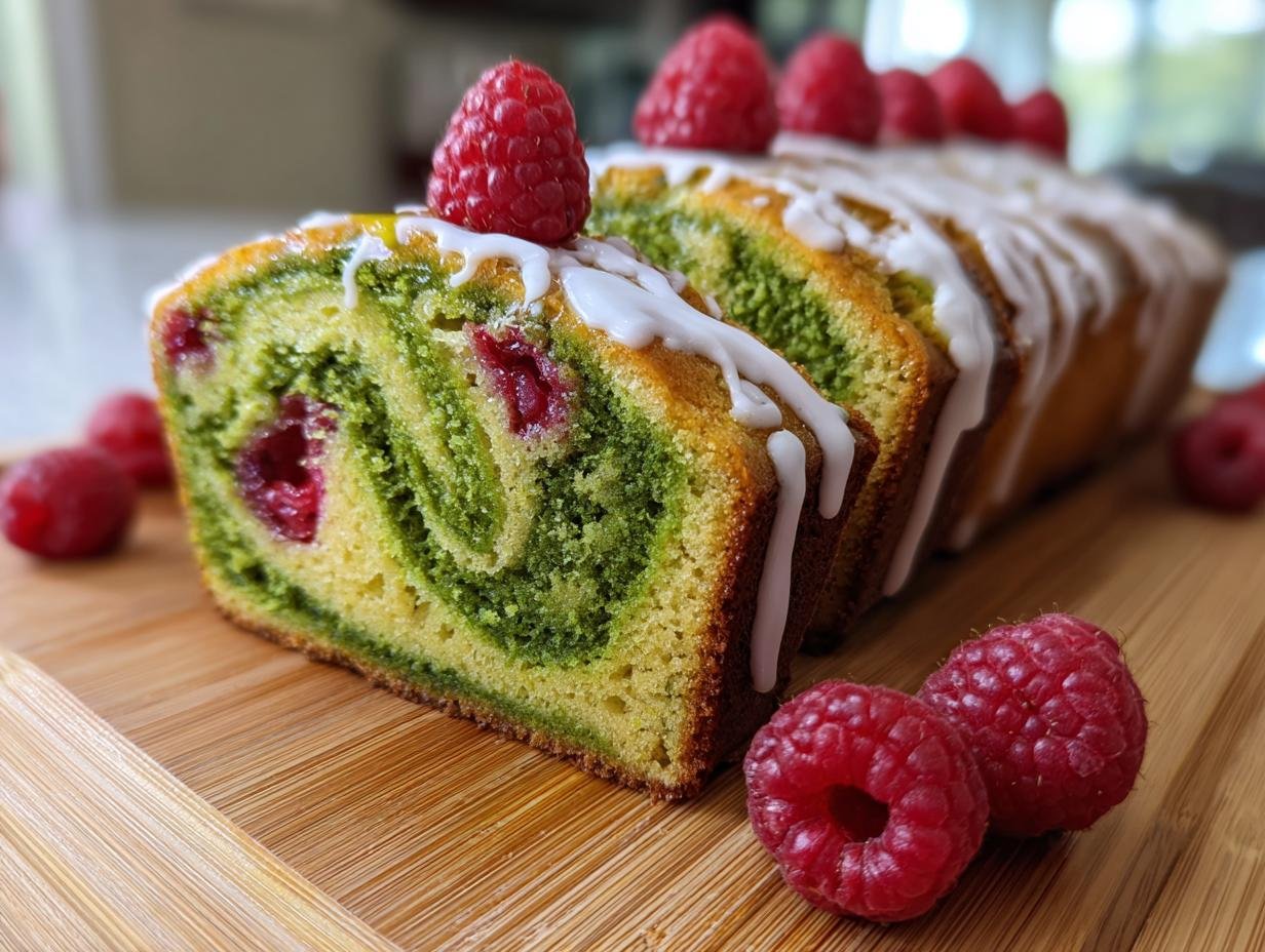 Matcha Raspberry Swirl Pound Cake