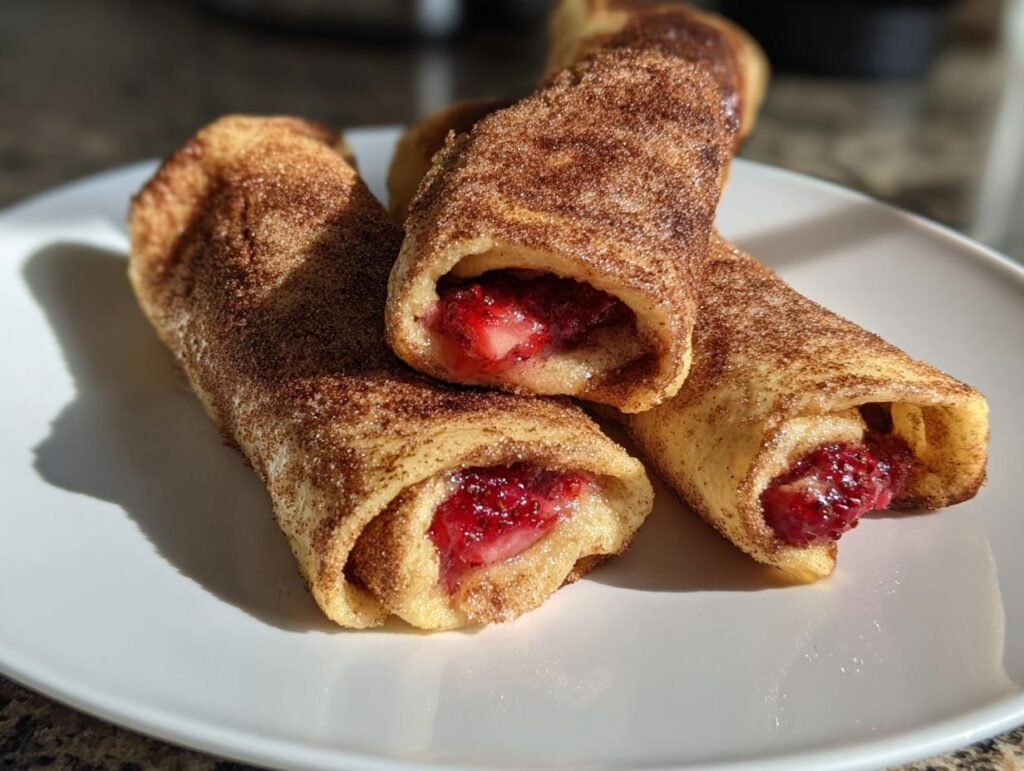Strawberry and Cinnamon French Toast Roll-Ups