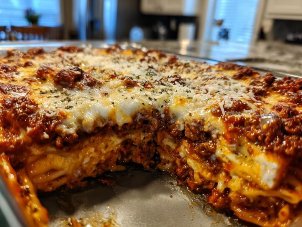 Baked Cream Cheese Spaghetti Casserole