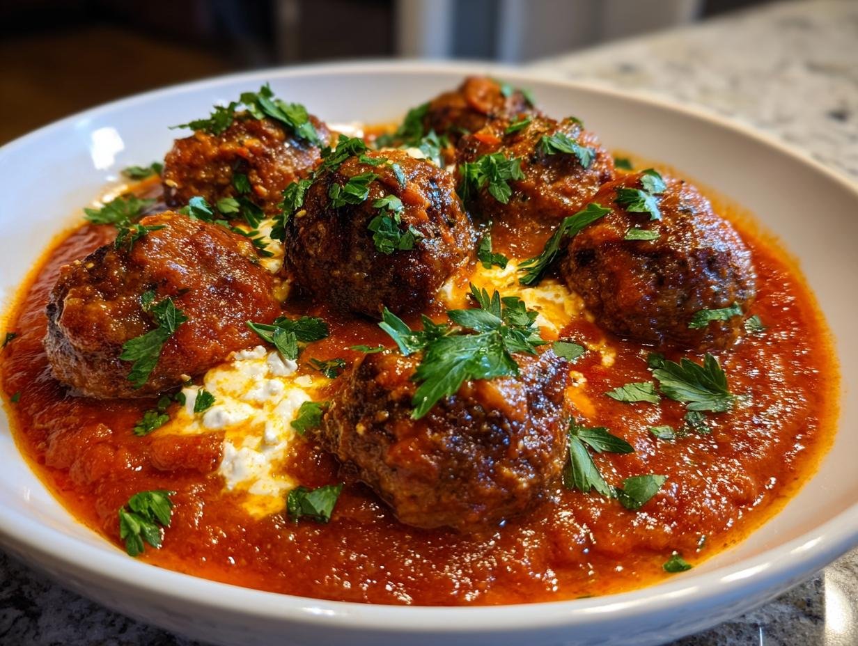 Beef Ricotta Meatballs in Marinara