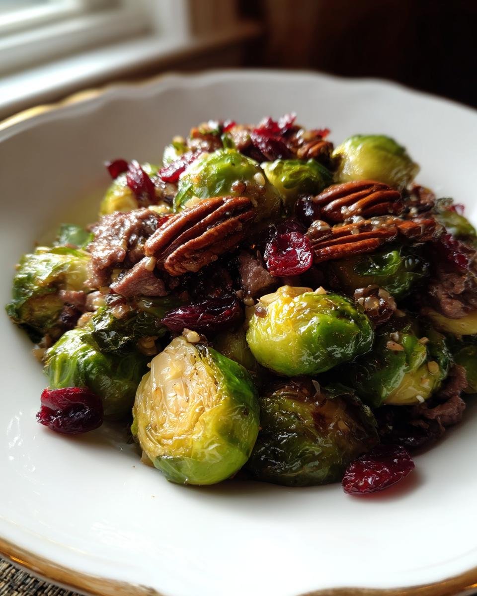Brussels Sprouts with Beef, Pecans, and Cranberries - detail 2
