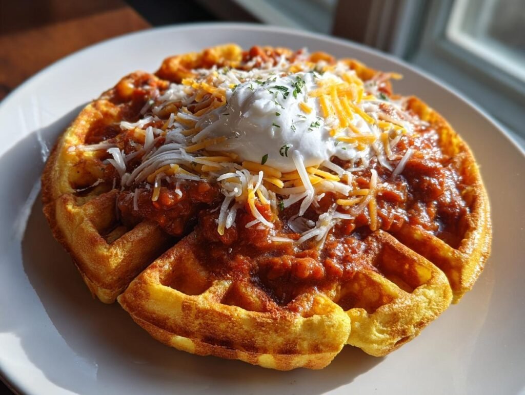 Cornbread Waffles with Chili