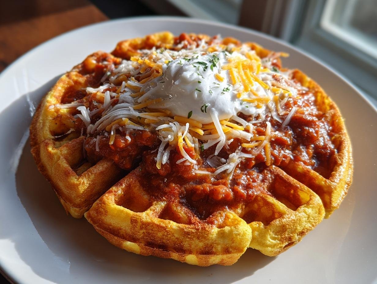 Cornbread Waffles with Chili