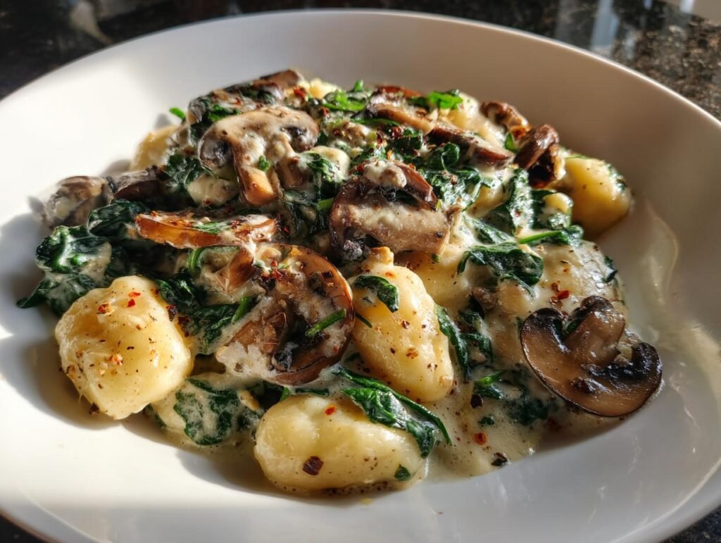 Creamy Spinach and Mushroom Gnocchi (One-Pan, 20 Minutes)