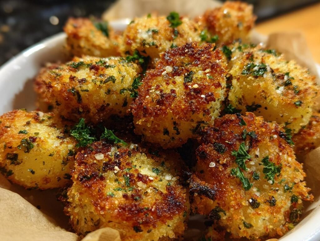 Crispy Garlic Parmesan Crusted Potatoes