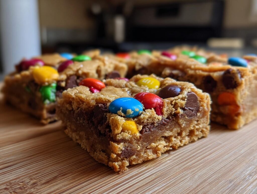 Delicious M&M Cookie Bars