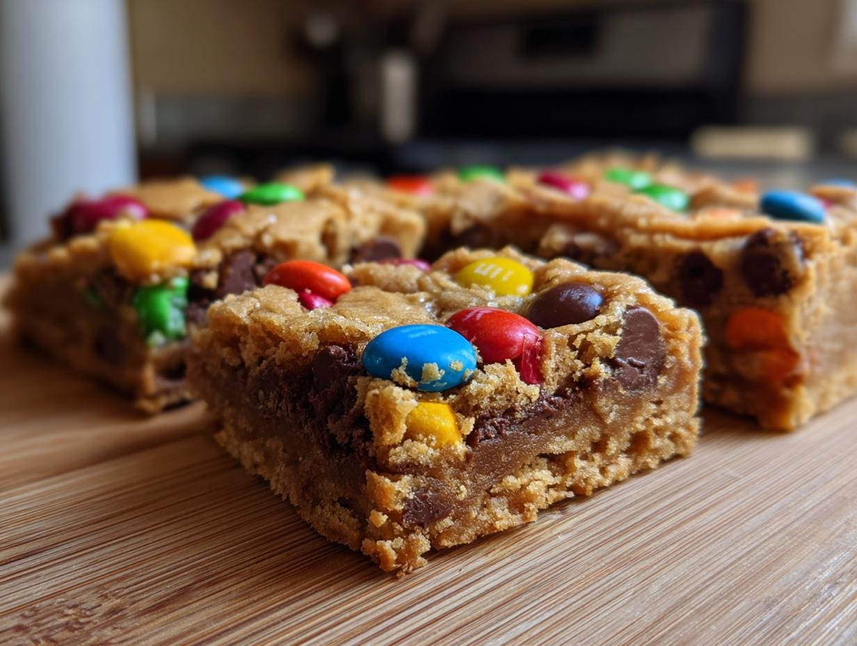 Delicious M&M Cookie Bars