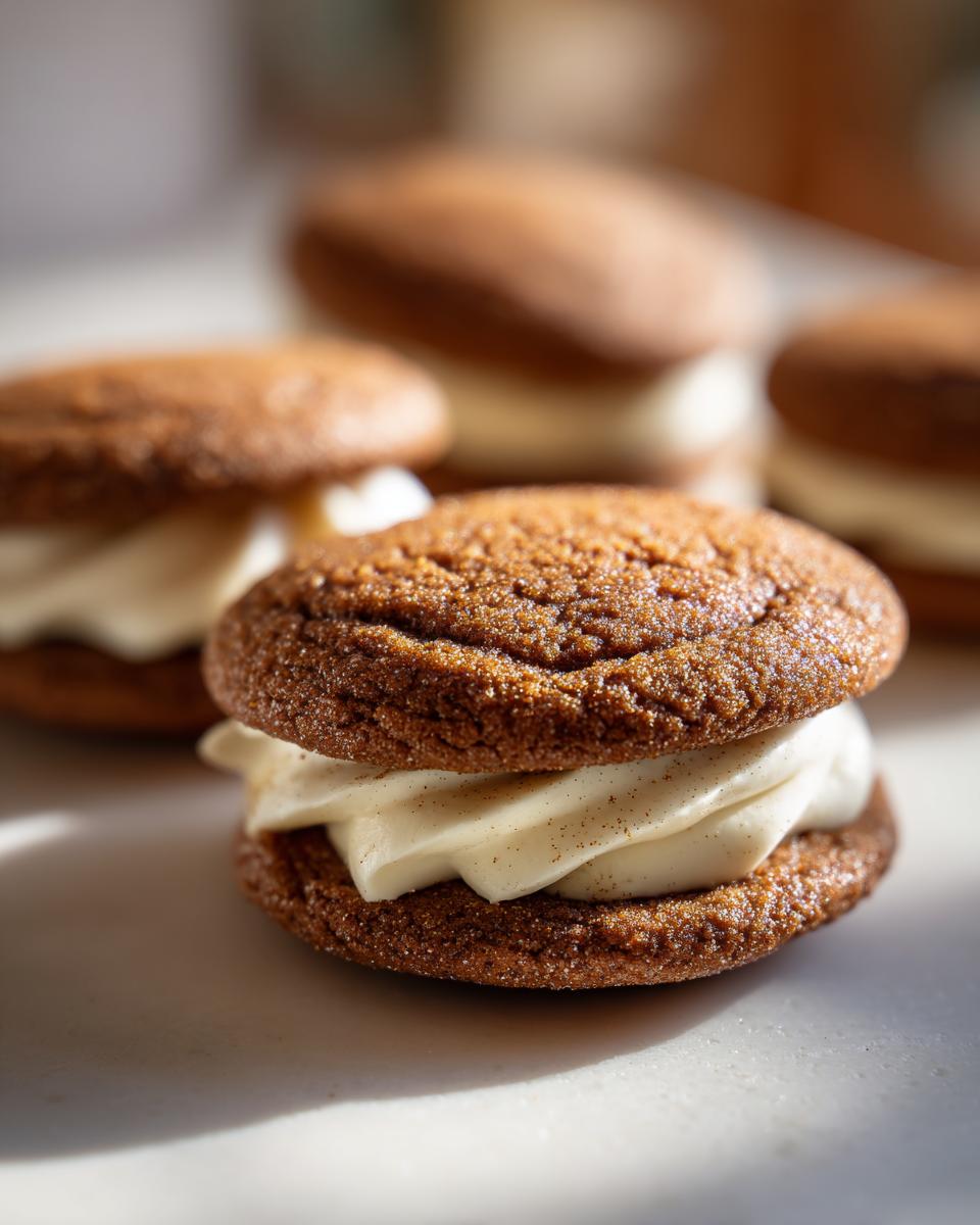 Ginger Molasses Sandwich Cookies with Eggnog Frostings - detail 1