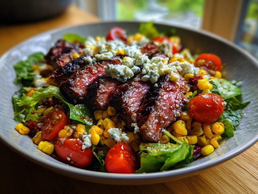 Grilled Balsamic Steak Salad with Gorgonzola & Corn