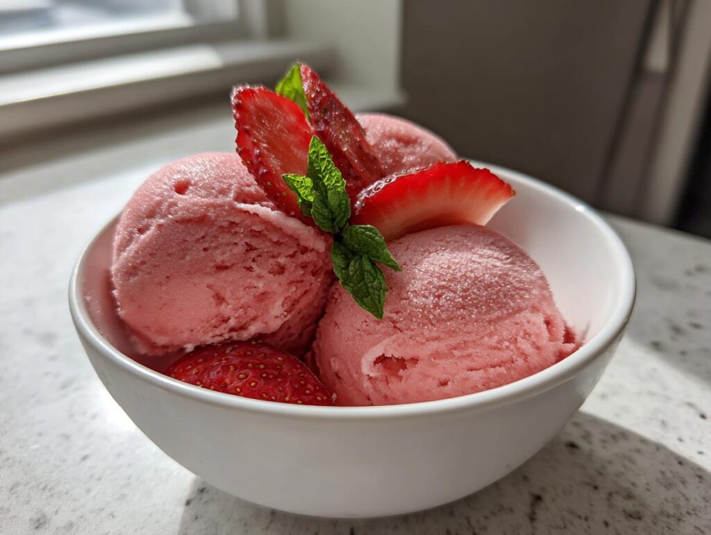 Homemade Strawberry Basil Sorbet Recipe
