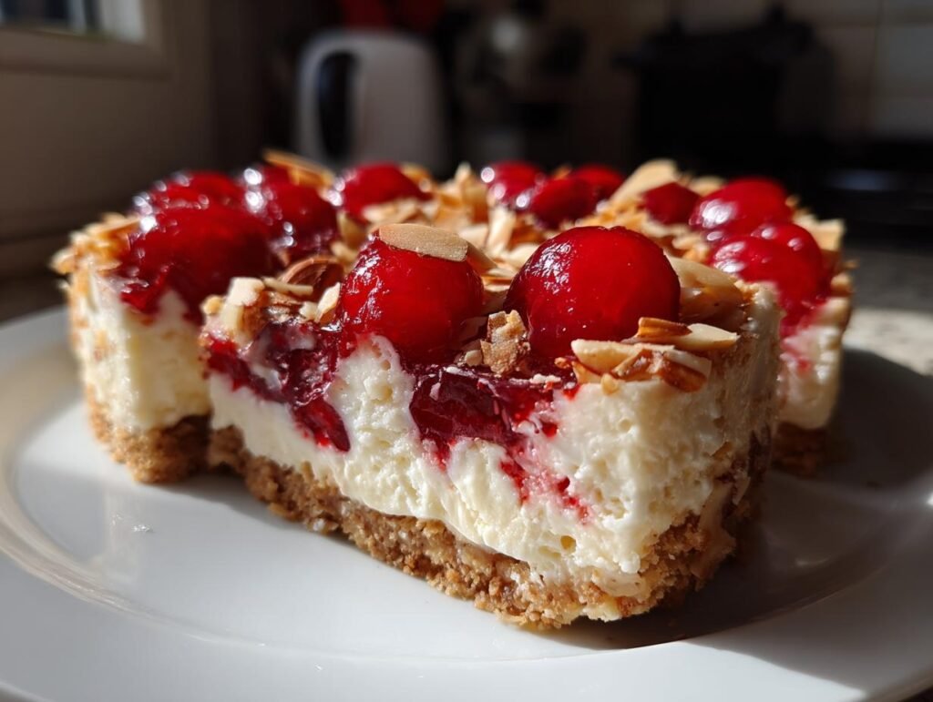 No Bake Cherry Bakewell Cheesecake