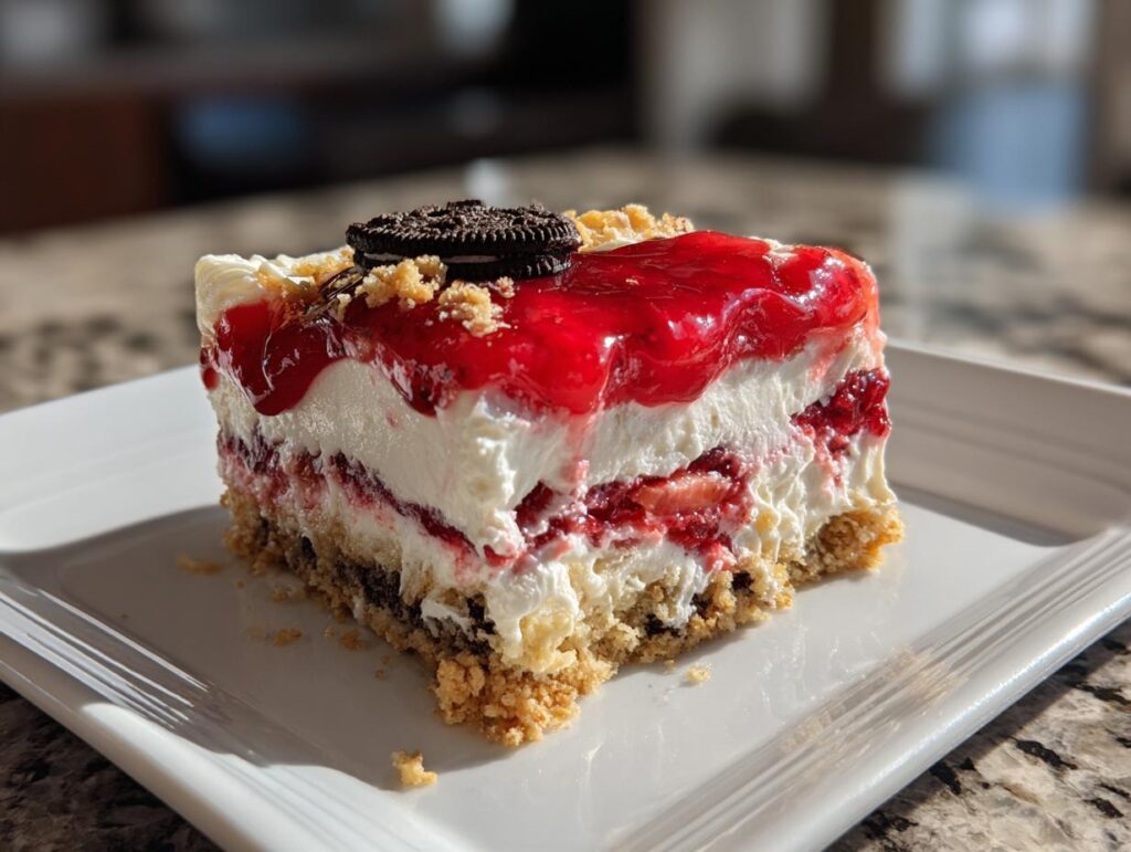 No Bake Strawberry Jello Lasagna